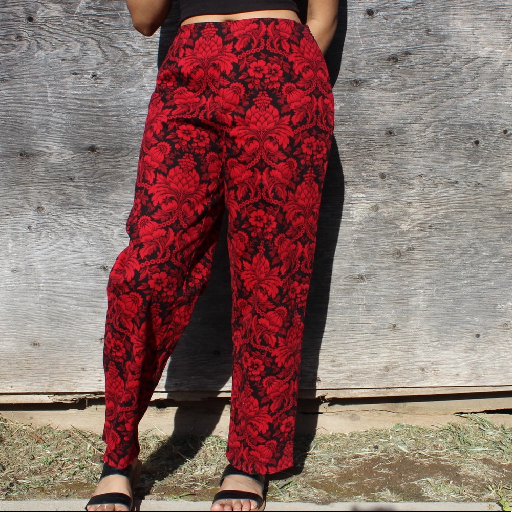 Vintage NWT Talbots Red + Black High Waisted Pants